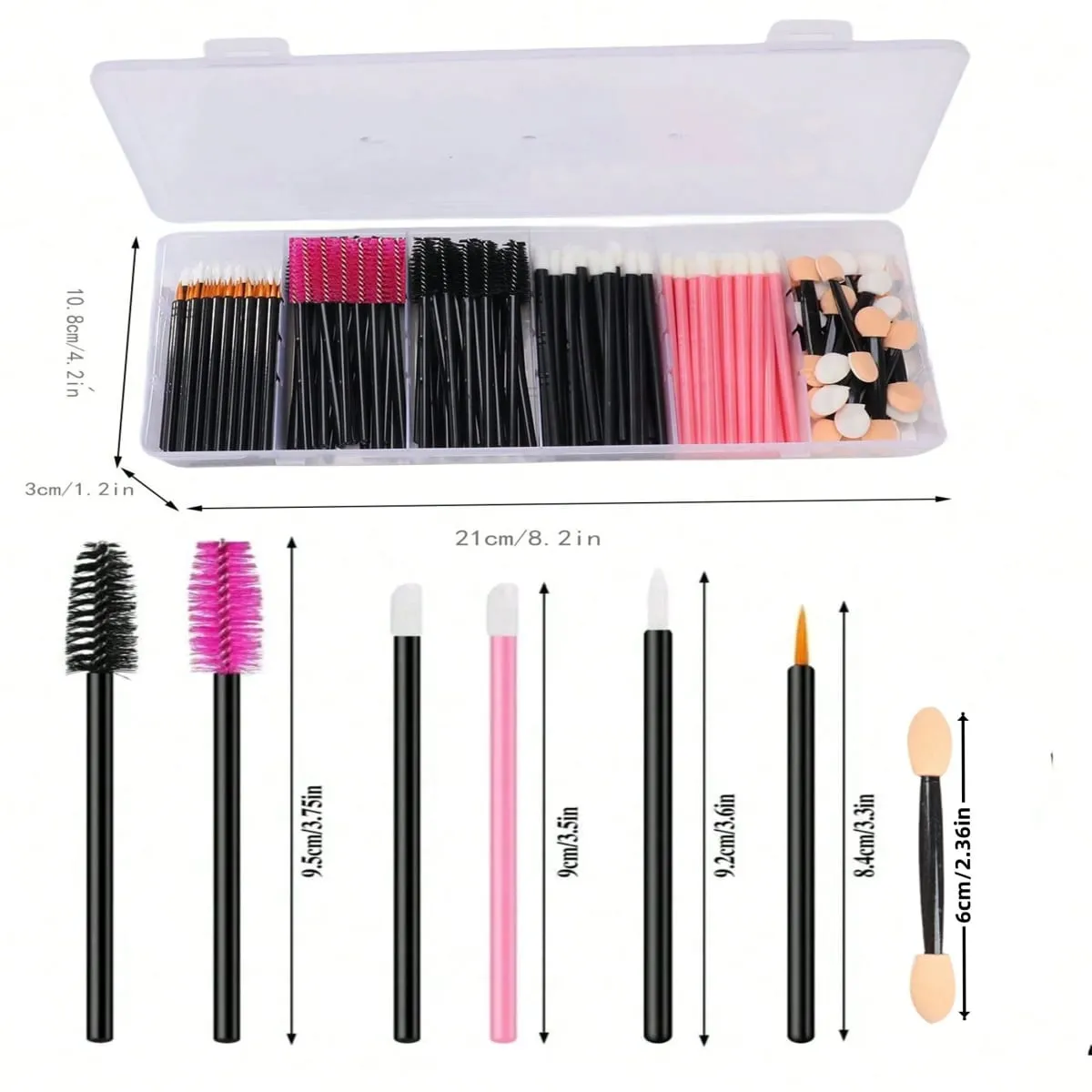 300pcs Deluxe Makeup Tool Kit Disposable with Portable Storage Case Lipstick Applicator Mascara Wands Eyelash Eyeshadow Brushes — image 2