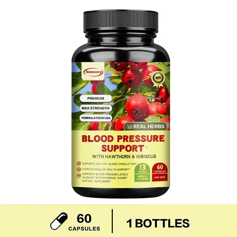 Blood Pressure Support - Supports Cardiovascular Health Boosts Energy and Immunity for Heart Health - with Hawthorn & Hibiscus