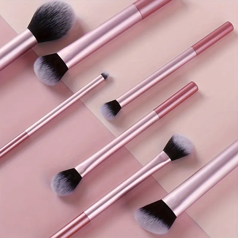 7pcs Pro Makeup Brush Set - Soft Premium Synthetic Hair Make Up Brushes Foundation Blush Eyeshadow Cosmetic Makeup Tools