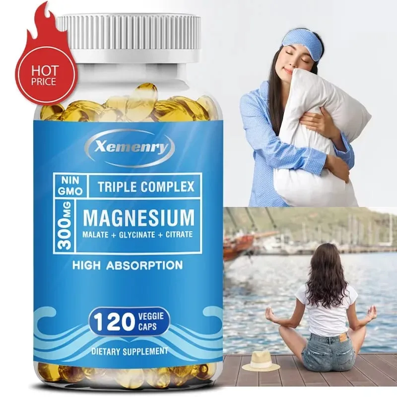 Supplément complexe triple magnésium - contient de l'acide malique et du citrate de magnésium glycine pour détendre les muscles et améliorer le sommeil