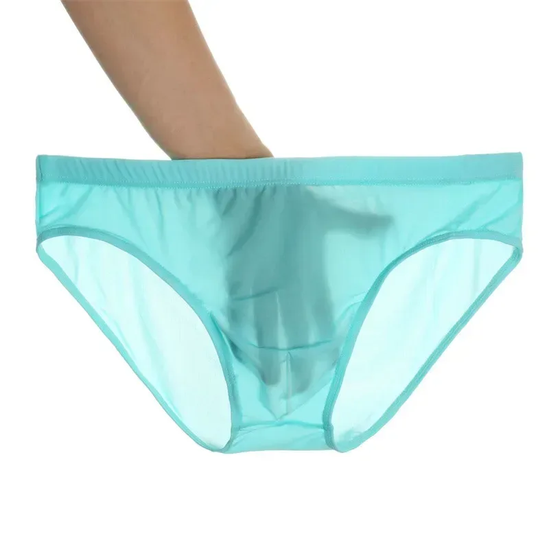 2 pçs ultra fino cuecas de seda gelo masculino plus size M-4XL cor sólida juventude translúcido cintura baixa respirável sexy calcinha masculina