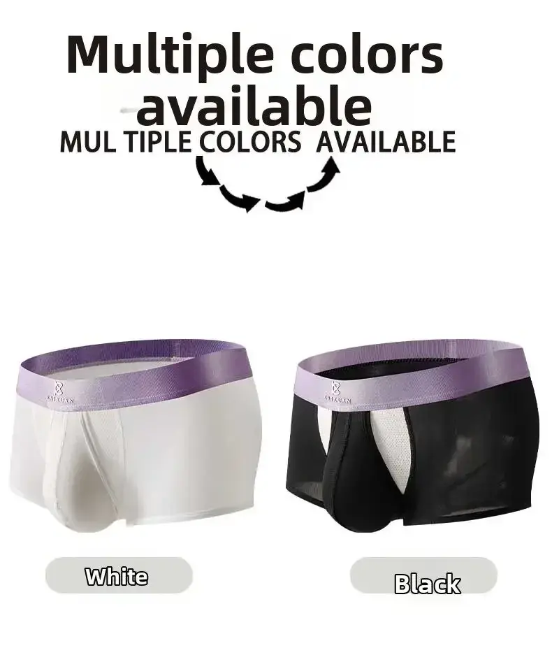 Summer Ice Silk Underwear Men's Quick Drying Boxer Shorts Lightweight Breathable Separable Side Opening Non Detachable Panties