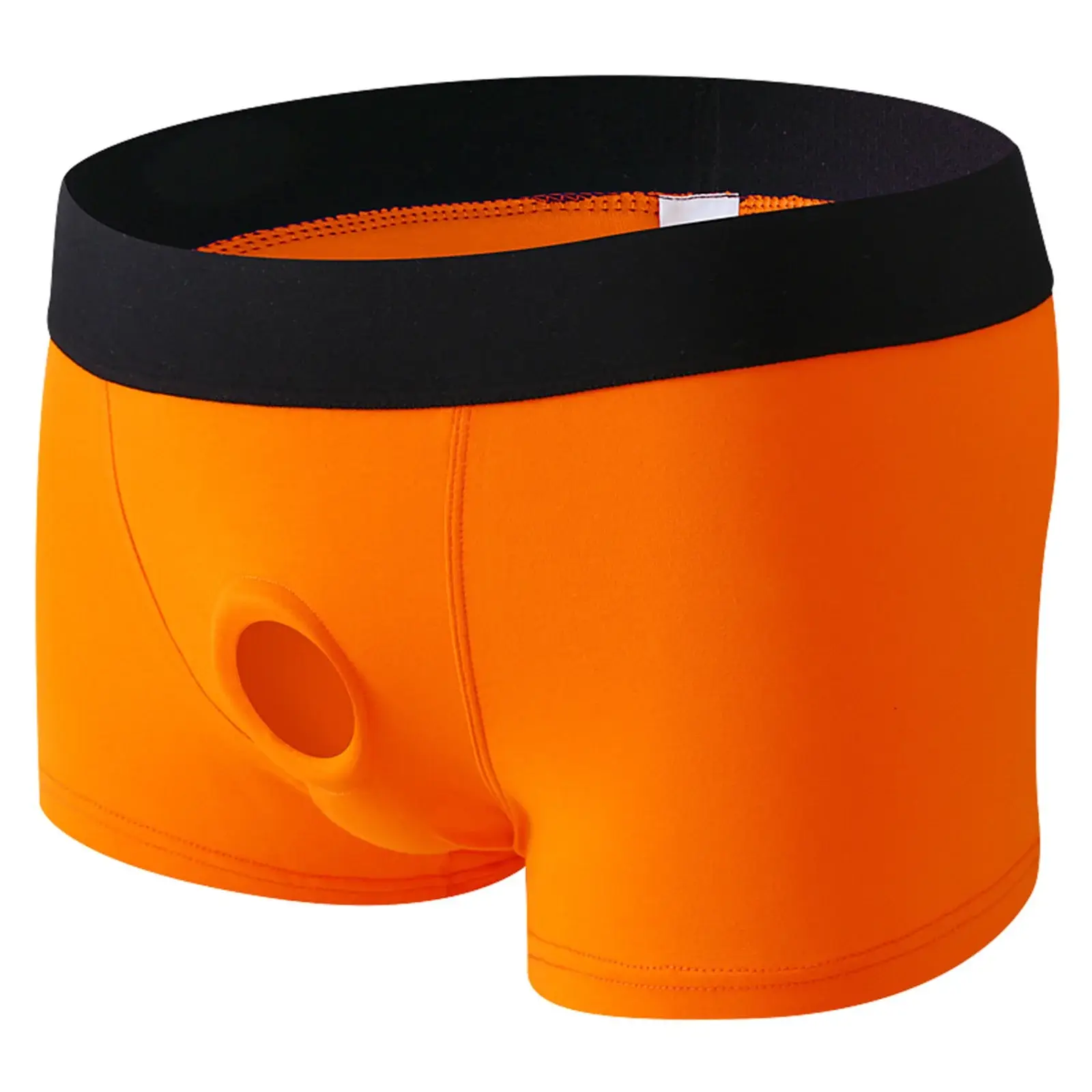 Herren-Boxershorts mit Vorderloch-Beutel, Unterwäsche, Silikon-Cockring, sexy Boxershorts, breiter Bund, Baumwollunterhose, aushöhlen, Dessous
