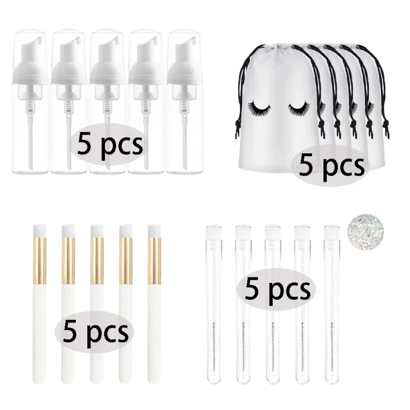 20/40Pcs 60ml Plastic Refillable Leakproof Empty Foam Pump Bottles Lash Shampoo Kit Travel Soap Dispenser Face Wash Makeup Tools