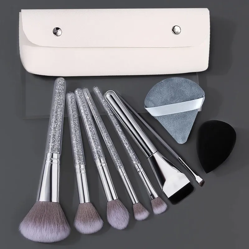 10/12/15/17pcs Professional Rhinestone Handle Makeup Brushes Set with Storage Bag Beauty Sponge Powder Puff for Face Eyes — image 3