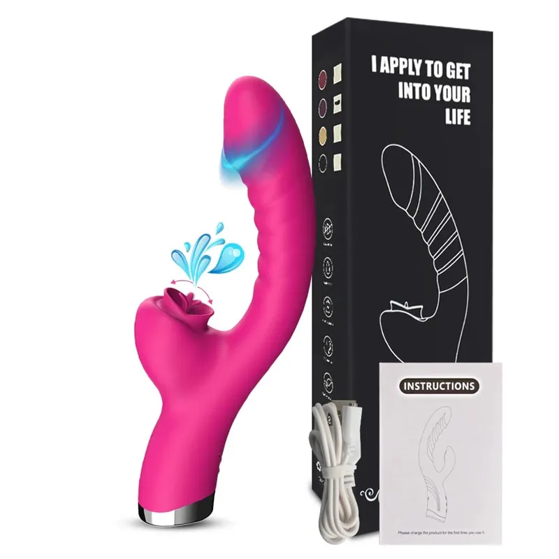 20 režimů Aplikace Porn Tongue Dildo Vibrátor Bod G Bod G Vagina Masážní hůlka Stimulátor olizování klitorisu Dospělé Ženy Ženy Sexy sexuální hračky