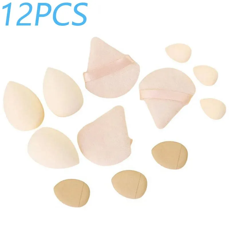 Solid Color 12PCS Makeup Sponge Set Loose Powder and Finger Catching Thumb Puff Cotton Mini Powders Puffs Soft Makeups Eggs Set