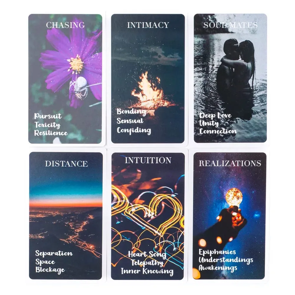 Herzen, verborgene Geheimnisse, Oracle-Deck, 10,3 x 6 cm, Situationskarten, glänzend, Twin Flame-Deck, Gefühle, Botschaften, Deck, 78 Karten — image 5