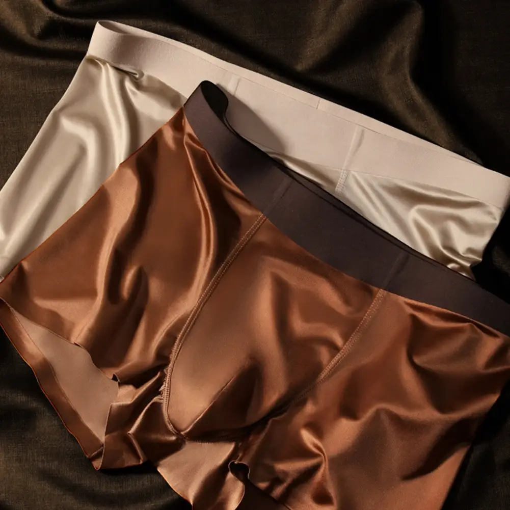 1pc Mens Seamless Boxershorts Breathable Crotch Panties Ice Silk Boxer Shorts Comfortable Satin Men's Underwear Briefs — image 6