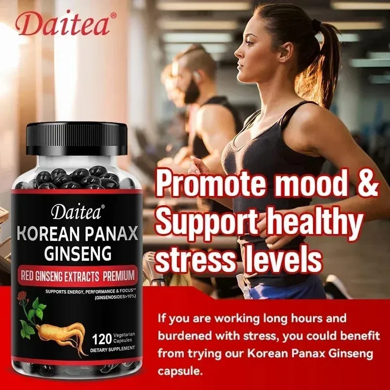 Korean Red Ginseng Capsules-1000 Mg Boosts Energy Endurance Athletic Performance and Muscle Strength Supports Immune Health