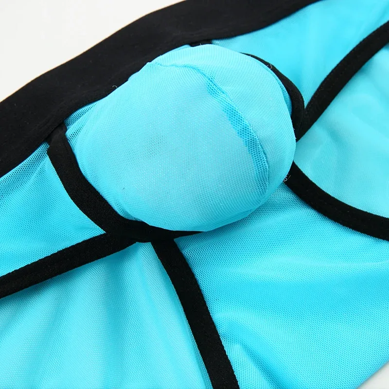 Fashion Solid Color Men Underwear Mesh Breathable Briefs Underpants Low Waist Trunks Male