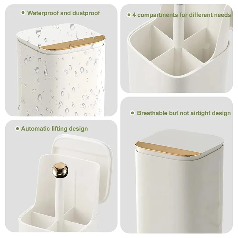 Automatic Lifting Makeup Brushes Holder Dustproof Makeup Brush Holder Desktop Makeup Tools Lipstick Eyebrow Pen Holder Container
