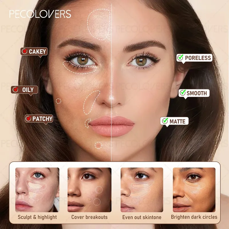 6PCS Face Set Liquid Foundation+concealer+pre Makeup Primer+makeup Tools Perfect Foundation Full Set of Face Cosmetics