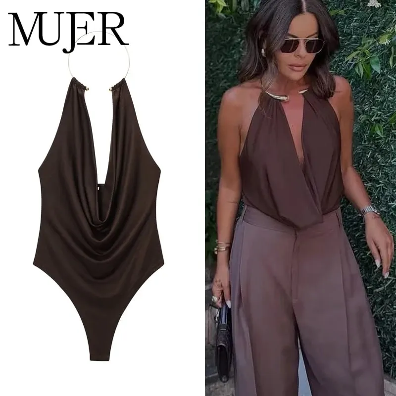 2025 Sexy Bodysuit Women Summer Backless Body Suits Women Sleeveless Tops Woman Sexy Outfits Lingerie Jumpsuits for Woman