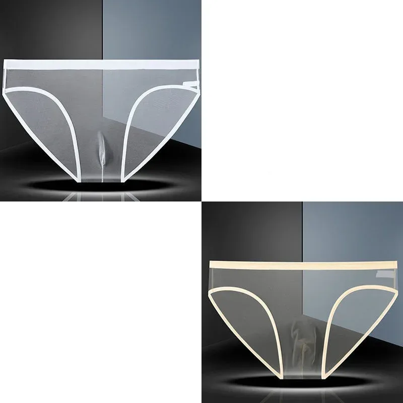 Transparent Underwear Hot Man Pants Ultra-thin Perspective Mid-rise Male Mesh Slips Homme Panties Plus Size — image 31