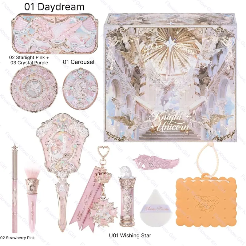 Flower Knows Full Makeup Kit Luxury Gift Box Eyeshadow Palette Blush Lip Cream Hand Mirror Hair Clip Bag Pendant Cute Beauty Cos — image 13