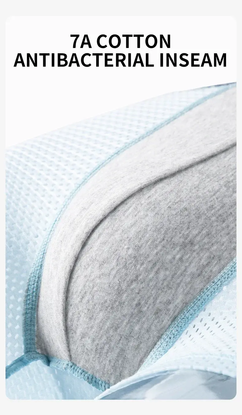 MiiOW 4Pcs Ice Silk Men's Boxershorts Breathable Mesh Mens Underpants Boxers 7A Antibacterial Crotch Man Underwear Mens Panties