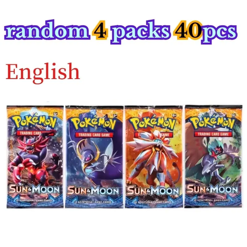 fun 40 Pieces Pokemon Card Pack 4 Sets Sun Moon Violet 151 English Trading Cards Collectible Toys Halloween Gift Fantasy Sci Fi