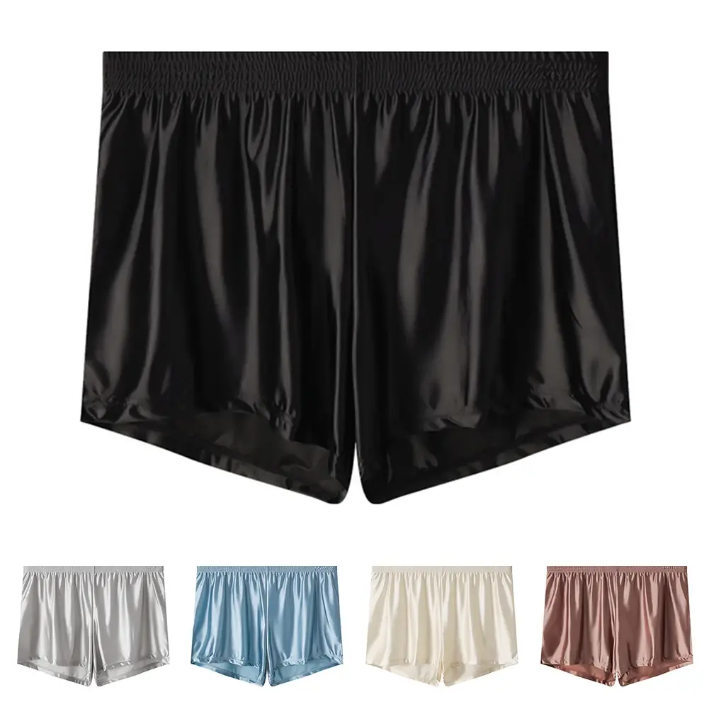 1 pz Uomini di Seta del Ghiaccio Liscia Solido Boxer Mutandine L-3XL di Grandi Dimensioni Allentato Degli Indumenti Da Notte Della Biancheria Intima Tronchi Senza Soluzione di Continuità Comodi Indumenti Da Notte