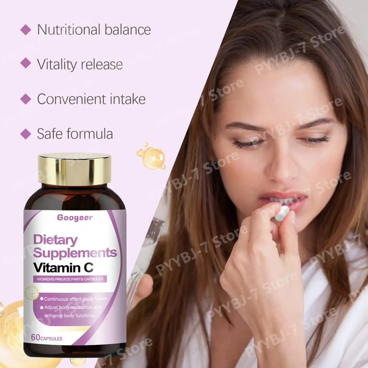 Vitamin C Capsules 60 Count Daily Nutrition Supplement Convenient Format for General Wellness and Healthy Lifestyle Support