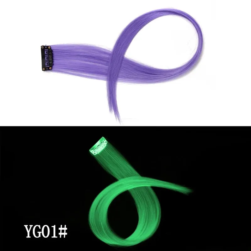 Synthetic Leeons Clip In one Pieces Hair Extensions Heat Resistant Hairpieces Rainbow Ombre Hair Extensions Fake Long Hair Women