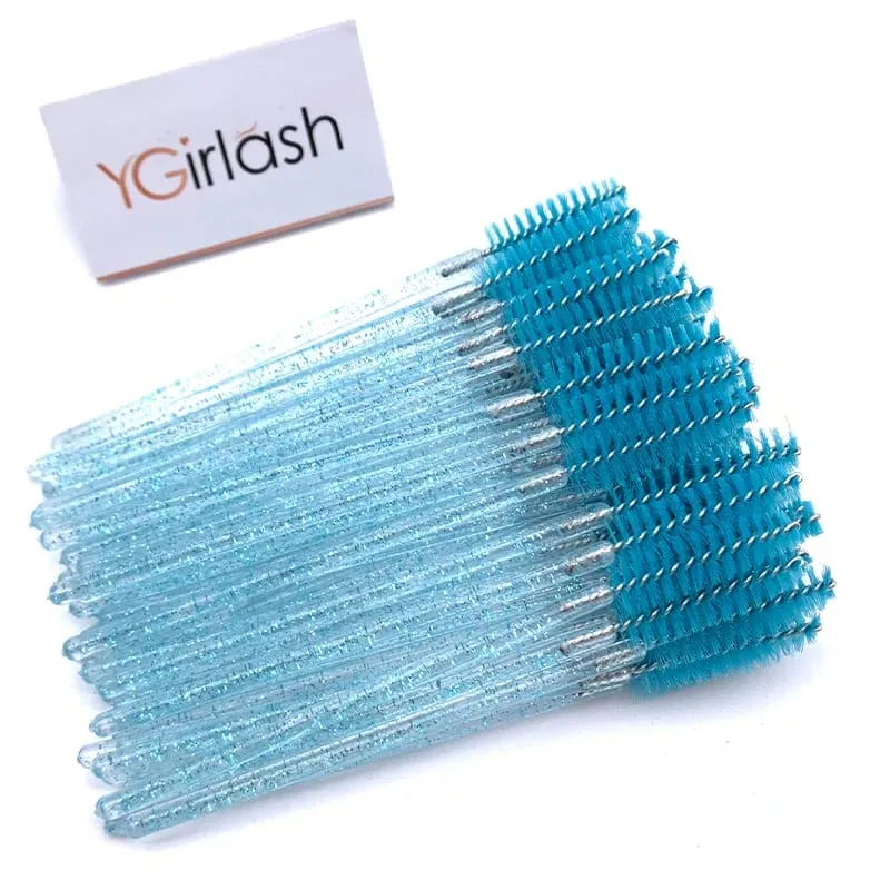 YGirlash 50 個ラッシュ白鳥クリスタルまつげアプリケーター使い捨てダイヤモンドハンドルナイロンマスカラワンドブラシ化粧品ツール