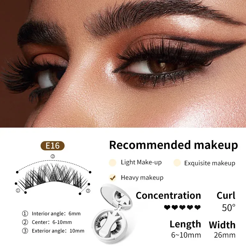 Brown Lashes 3Magnetic eyelashes integrated storage box 3D false eyelash with applicater natural thick glue-free eye lashes drop — image 17