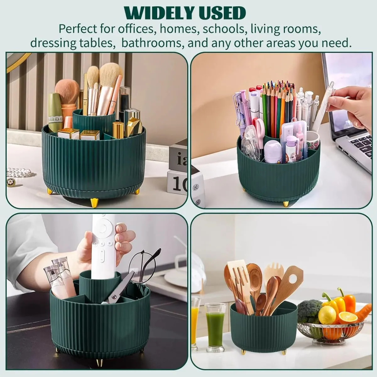 5 Slot 360° Rotating Makeup Brushes Holder Organizer Multi-Functional Desk Storage Cosmetics Storage for Vanity Desktop Bathroom — image 5