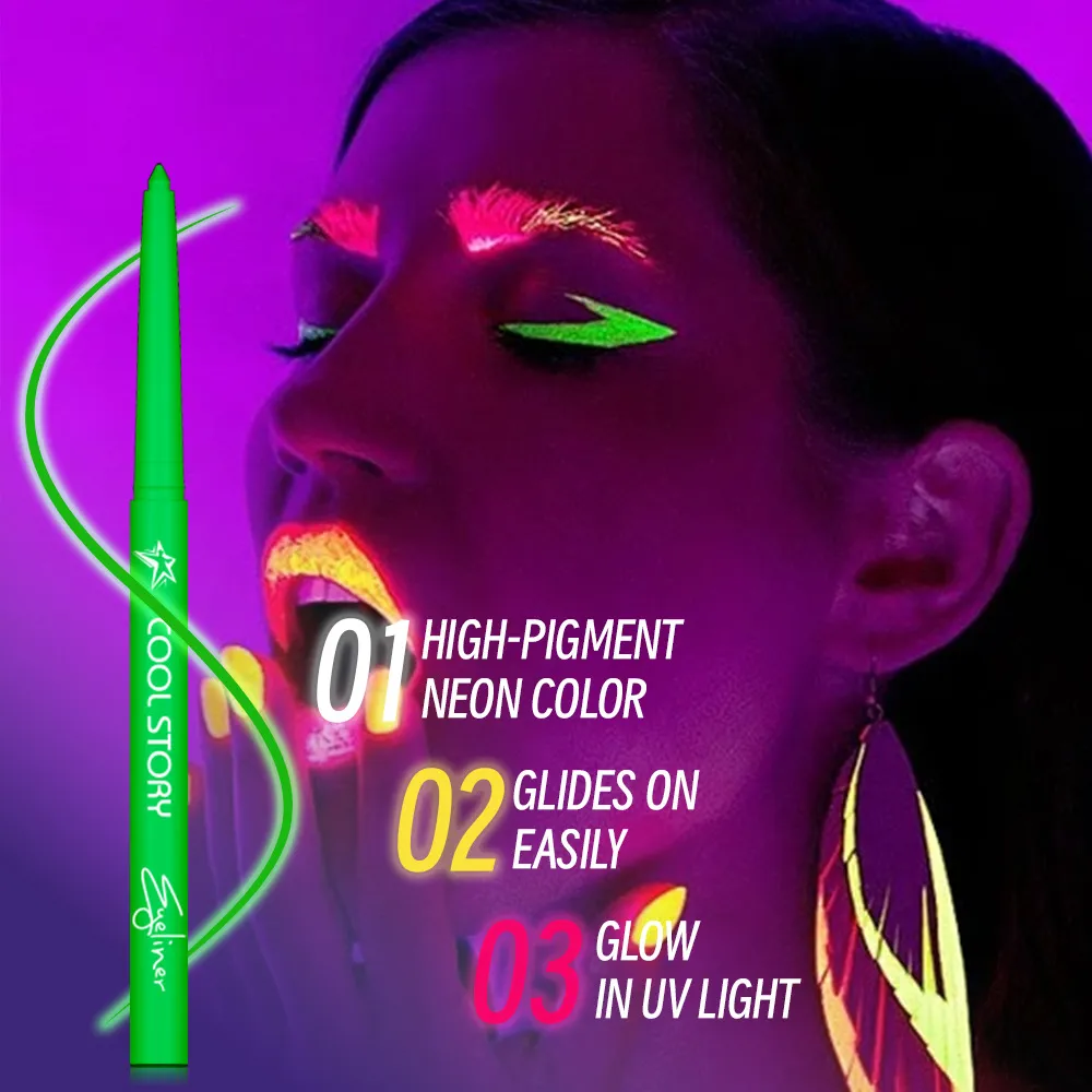 12 Color UV Fluorescent Eyeliner Gel Pen Waterproof Quick Drying Neon Colorful Eyeliner White Blue Purple Music Party Eye Makeup — image 5