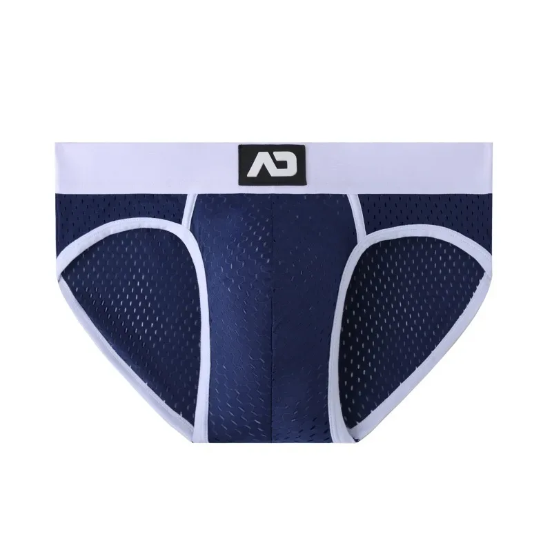 2026 solid color new men's low waist through mesh breathable briefs addicted underwear AD4-M388 — image 2