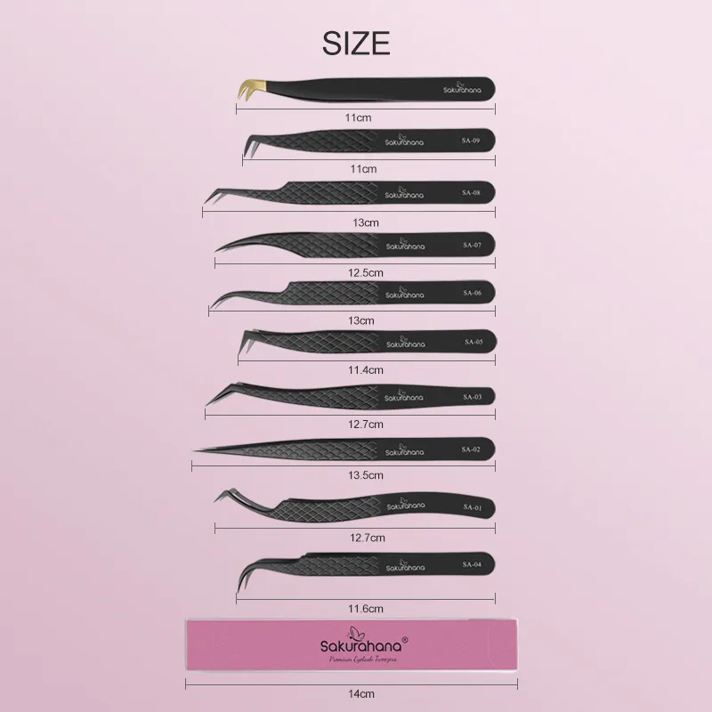 High-end Eyelash Tweezers Black Fiber Tip For Lash Extensions Mega Volume Mink Lashes Tool Straight Head Curved Tip — image 7