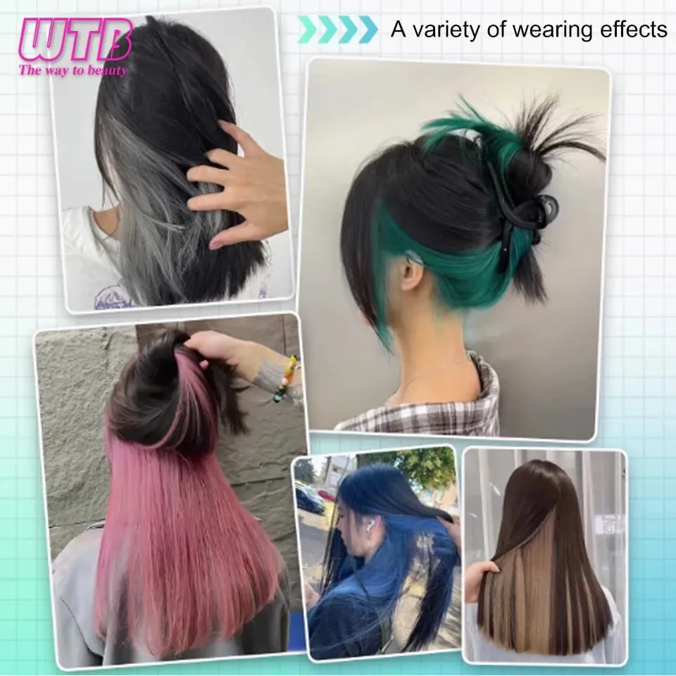 Synthetic Long Straight Clip In One Piece Hair Extension 4 Clips Inner Layer Hidden Hair Color Hair Piece Color Wig