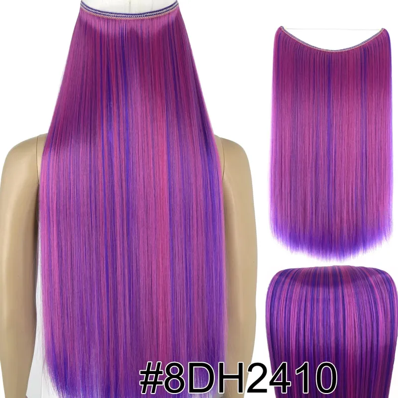 Synthetic Heat Resistant Hair Silky Straight Elasticity Invisible Wire Hair Extensions 8006