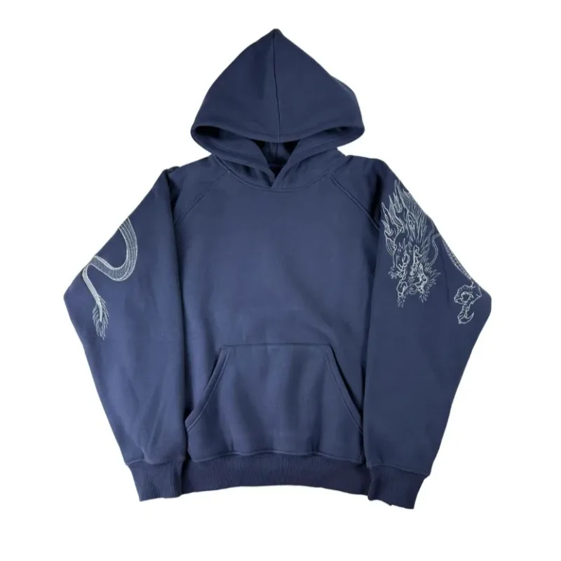 Y2K Men Oversized Hoodie Frayed Raw Edge Patch Letter Print Pullover Hooded Sweatshirt Multi Color Hip Hop Streetwear Hoodies