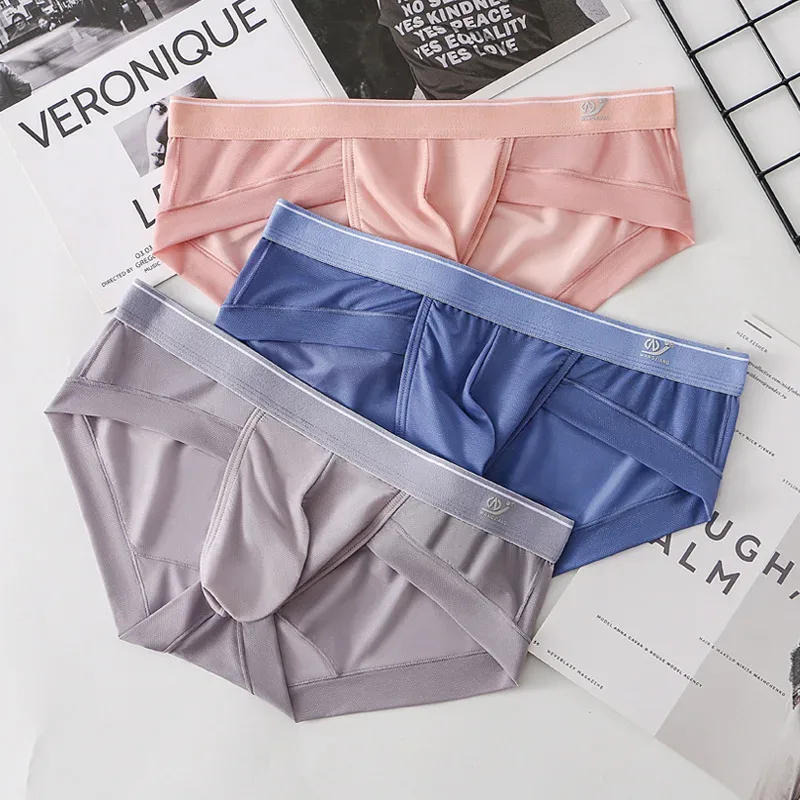 New sissy Men's panties Super Soft Comfortable Underwear Ice Silk Sheer Mesh Men's Briefs Printed Shorts Low-Waist Underpants — image 14