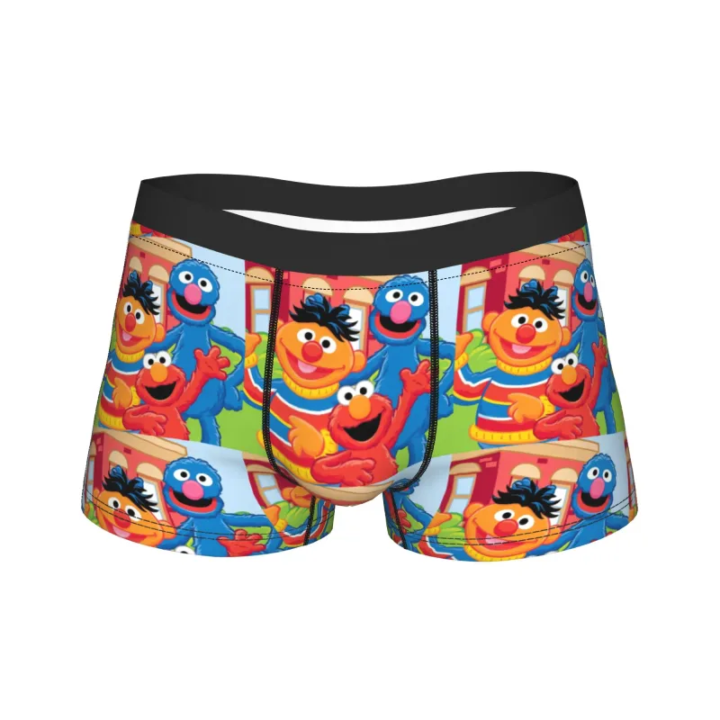 S-Sesames Streets Tango Elmo & Grover Pakaian Dalam Pria Celana Pendek Celana Lucu Boxershorts Bea Cukai Kualitas Kebesaran Celana Dalam