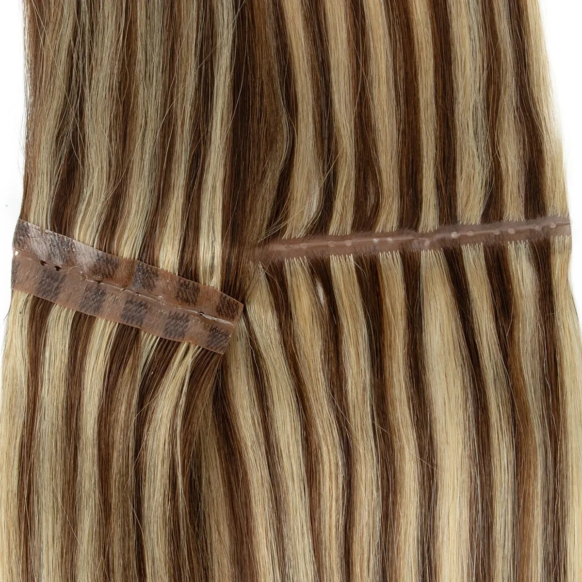 XO Twin Tabs Schmetterlingshaar-Einschlagverlängerungen, Echthaar, doppelt eingespritztes PU-Einschlagloch, flache Twin Tabs, echtes natürliches Microlink-Haar
