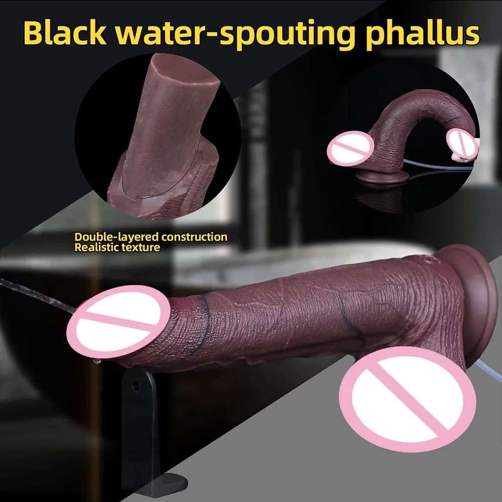 Silicone Lifelike Double Layers Ejaculating Penis Squirting Long Dildo With Sucker Anal Sex Toys For Men Women Masturbator
