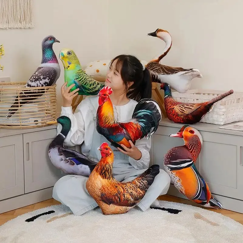 【BS】Lifelike Rooster Plush Throw Pillow Vivid 3D Print Soft Fluffy For Home Sofa Decor Kids Gift Animal Room Decor