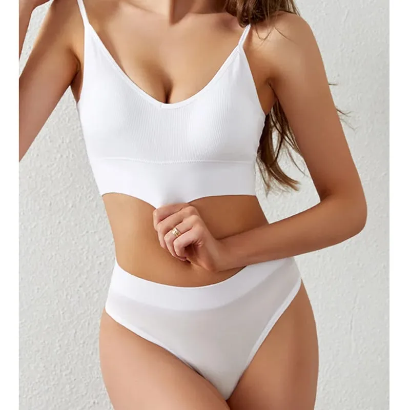 Thin Wireless Women Push Up Bra Sets Plus Size Sports Halter Vest French Triangle Cup Bras For Women Lingerie — image 5