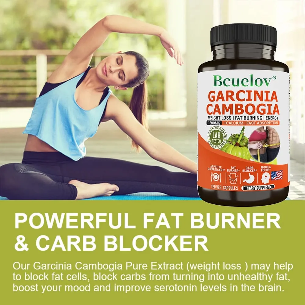Bcuelov Garcinia Cambogia Capsule for Women & Men Fat Burning Intestinal Cleansing weight Management Supplement NON-GMO