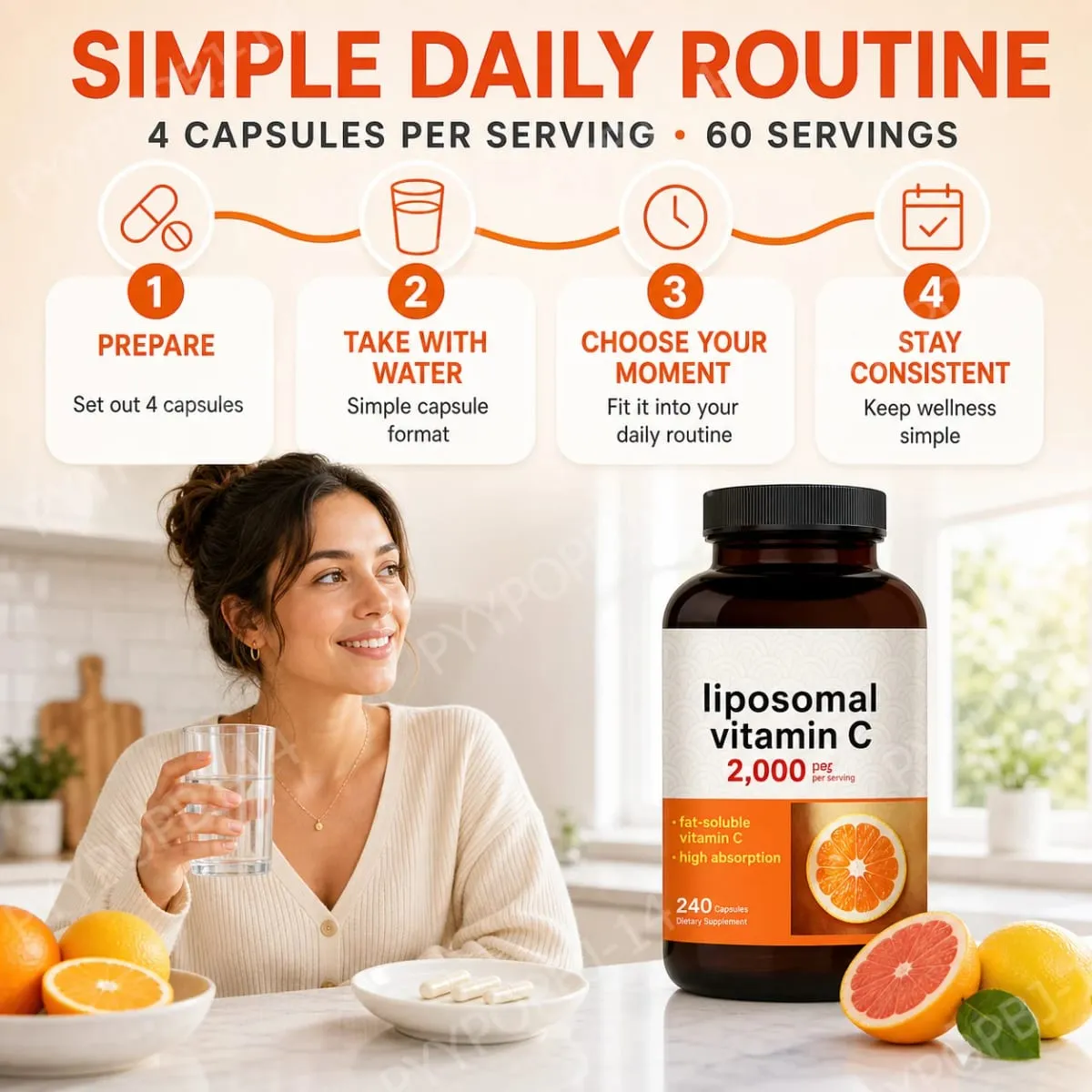 Liposomal Vitamin C 2000mg High Absorption Fat-Soluble 240 Capsules 60 Servings Non-GMO Gluten Free — image 6