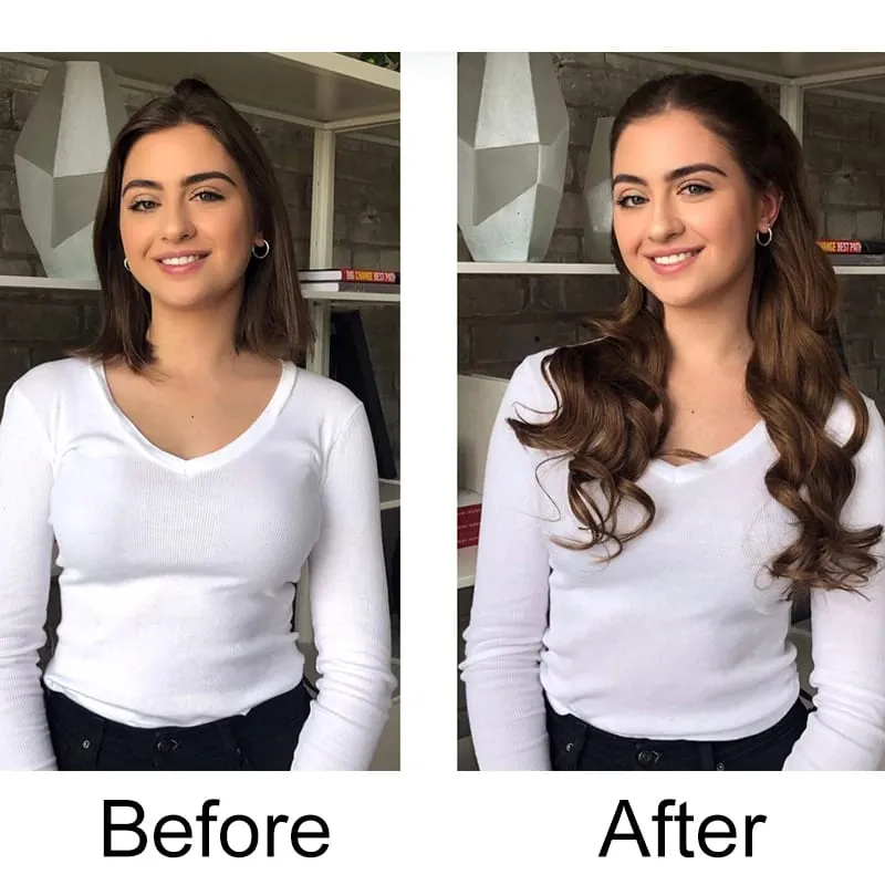 18Inch Synthetic Long Wavy Curly Halo Hair Invisible Fish Line Hair Extensions Heat Resistant Fiber Hairpiece For Women — image 5