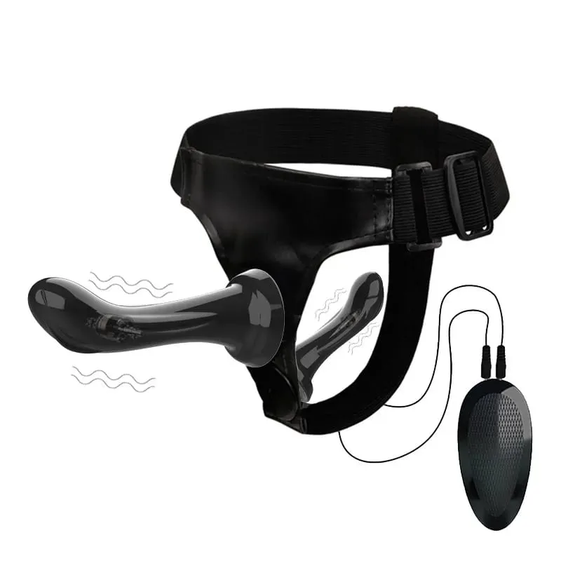 Vibrating Double Penetration Strap On Dildo Harness Adjustable Belt Dual Ended Anal Plug Sex Toy for Couples Remote Control A