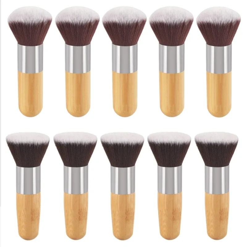 Bamboo Handle Foundation Brush Loose Powder Makeup Brushes Blush Contour Liquid Foundation Cream Professional Face Beauty Tools