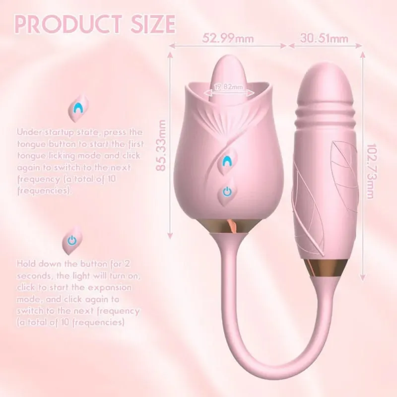 Rose-Licking Vibrator for Women Nipple Clitoral Stimulator Massager Thrusting Dildo 2 in 1 Sex Toy for Women Adult Sex Products