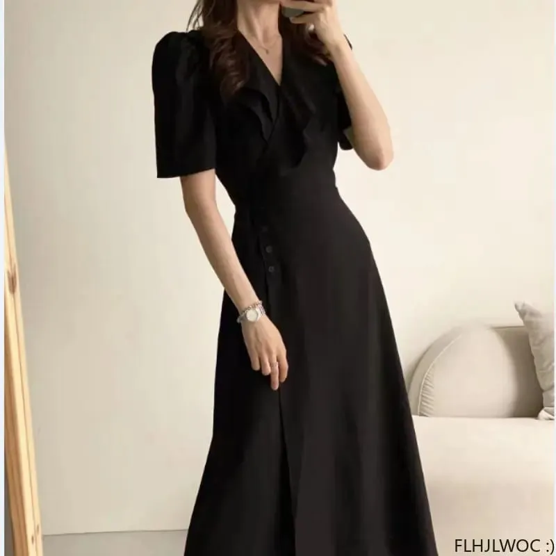 South Korea Chic Midi Dress Women Summer Japan Style Retro Vintage Design Ruffles Pink One-Piece Lace-Up Dress FLHJLWOC Vestidos — image 4