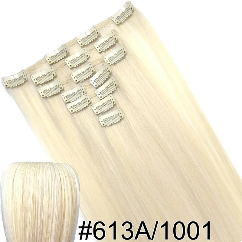 Synthetic Hair Fiber Heat Resistant130gr Straight clip in Hair Extensions 7006