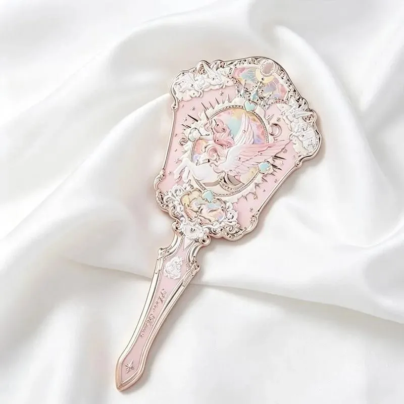 Flower Knows Handheld Makeup Mirror Midsummer Night Strawberry Cupid Bunny Garden Relief Pattern Limited Color Makeup Tool Kit