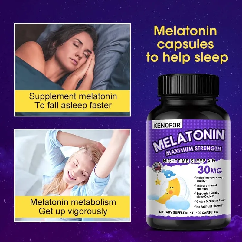 Melatonin Capsules 30mg - Promote Falling Asleep Quickly Calm The Mind Natural Sleep Aid Supplement